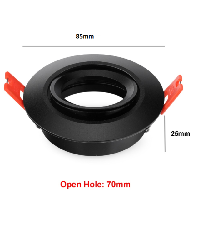 Inbouwspot 85mm zwart GU10 gatmaat 70mm