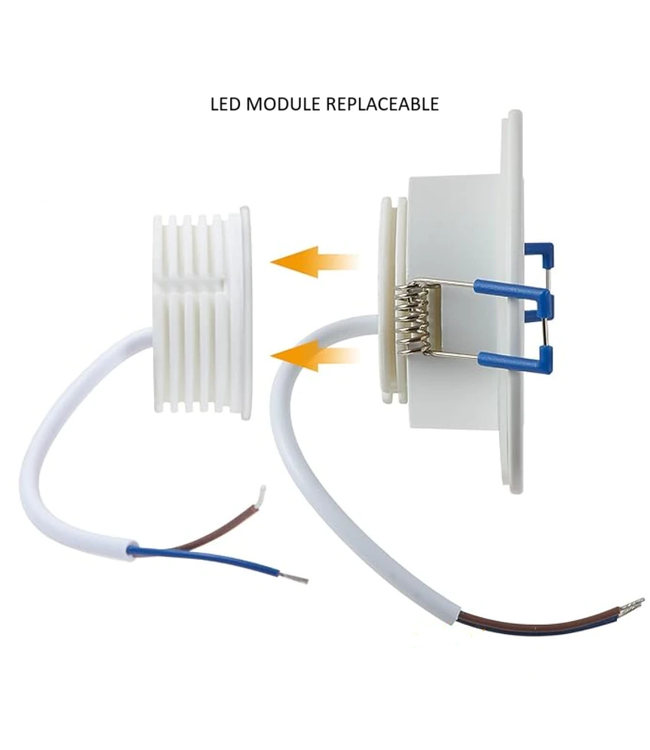 Inbouwspot zaagmaat 60mm wit IP44 LED 5W dimbaar 25mm diep IP44 voor de badkamer of buiten