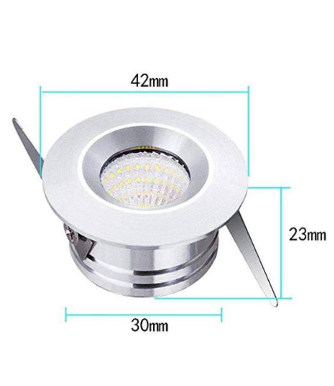 Mini inbouw LED zaagmaat 35mm mini LED 3W zilver