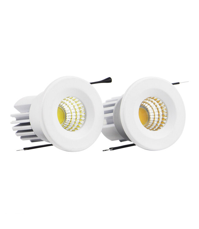 Inbouwspot kleine diameter wit of zwart 3W 30mm zaagmaat