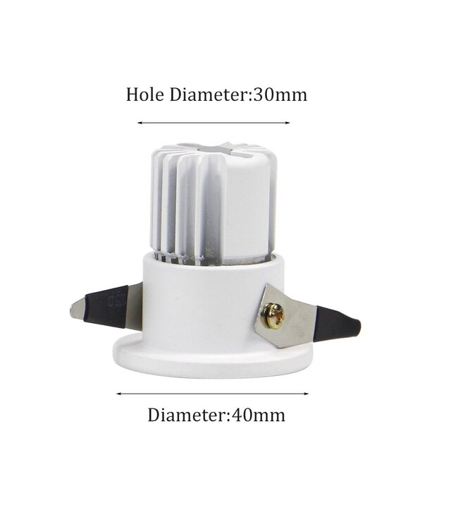 Petit spot LED blanc ou noir 3W scie 30mm