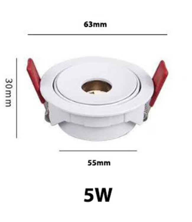 LED spot kleine stralingshoek 5W 8° of 15° wit zaagmaat 55mm richtbaar