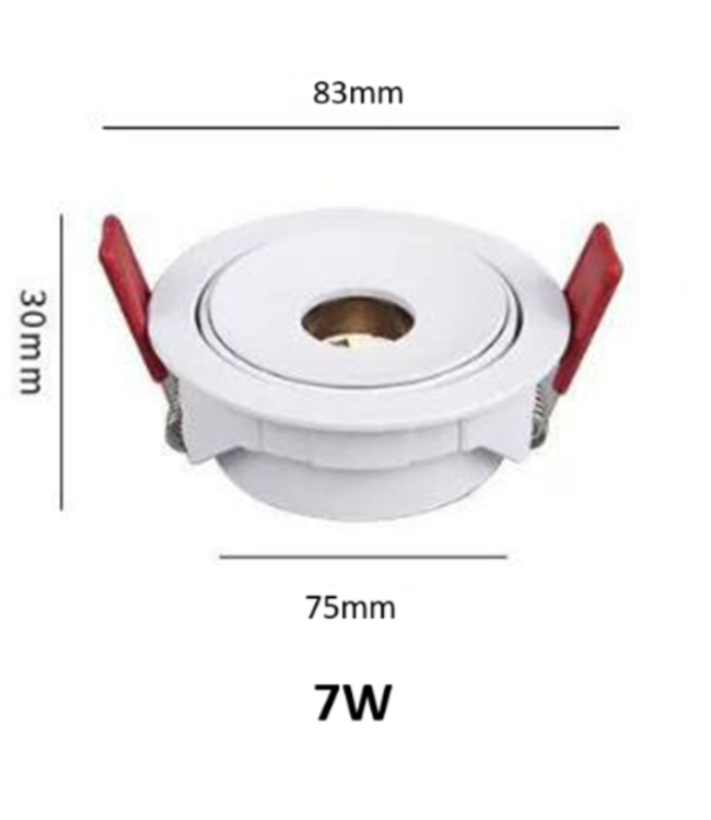 Spot faisceau étroit 7W blanc découpe 75mm extra plat