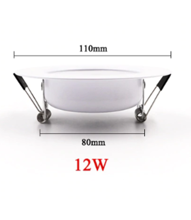 Inbouwspot boorgat 80mm LED 12W wit