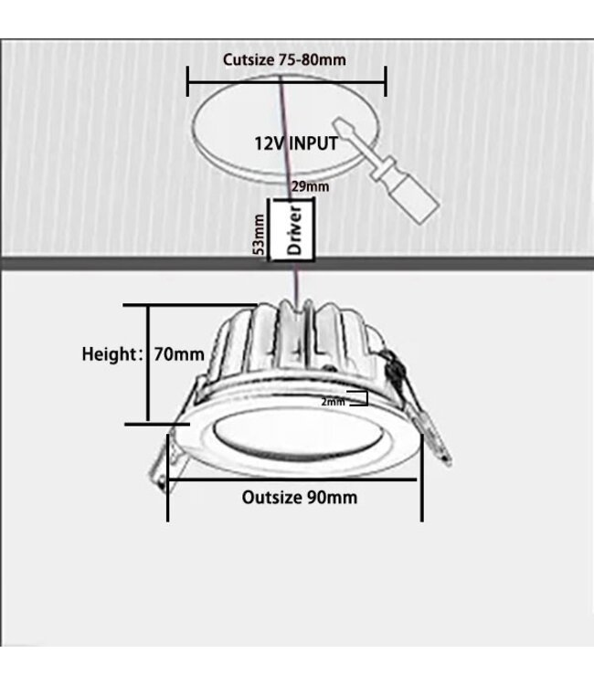 Spot extérieur encastrable 12v 7W IP65 perçage 80mm