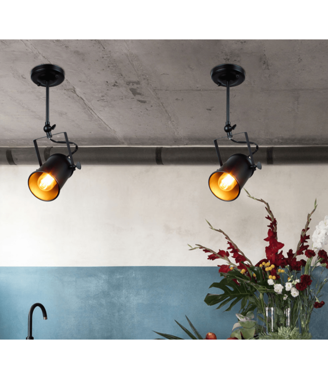 Stoere plafondspot richtbaar E27 lampvoet