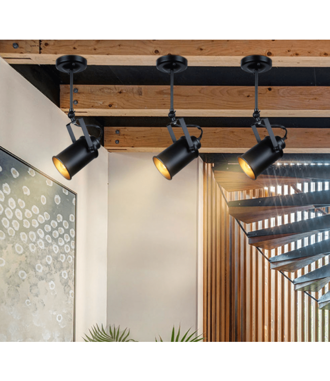 Stoere plafondspot richtbaar E27 lampvoet