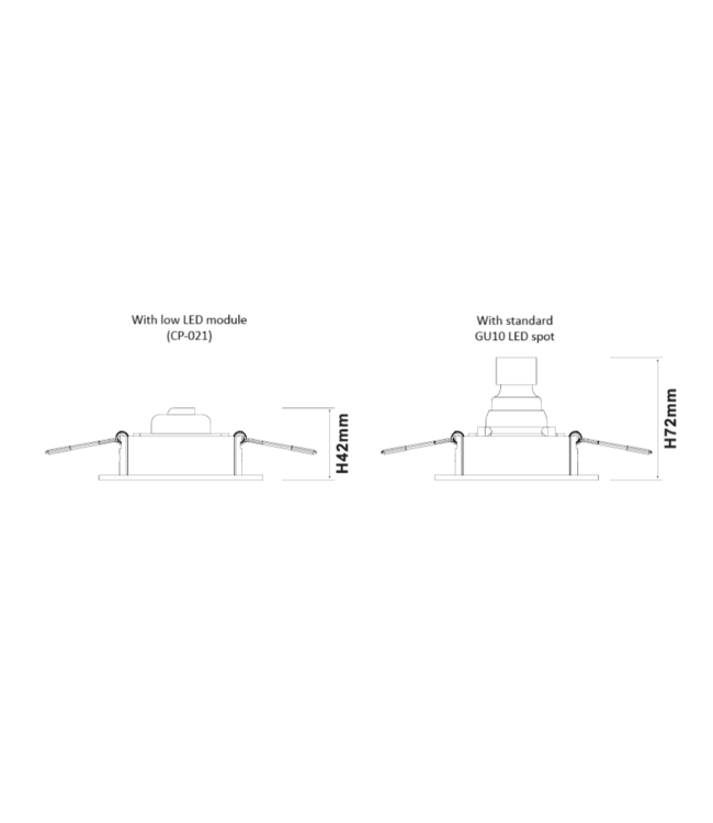Inbouwspot 110mm GU10 wit zaagmaat 95mm design
