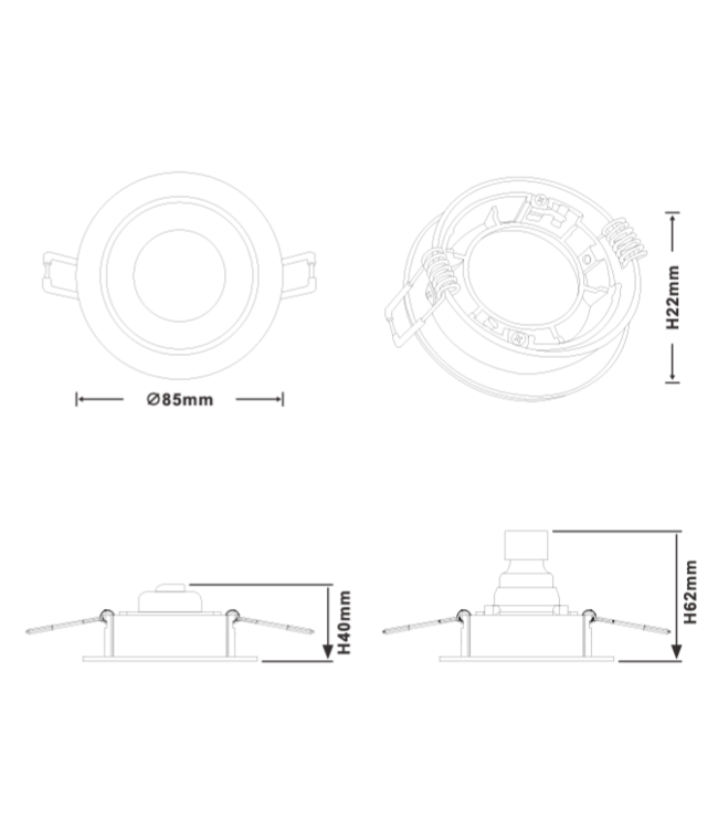 Spot encastrable diamètre 85 mm blanc design GU10