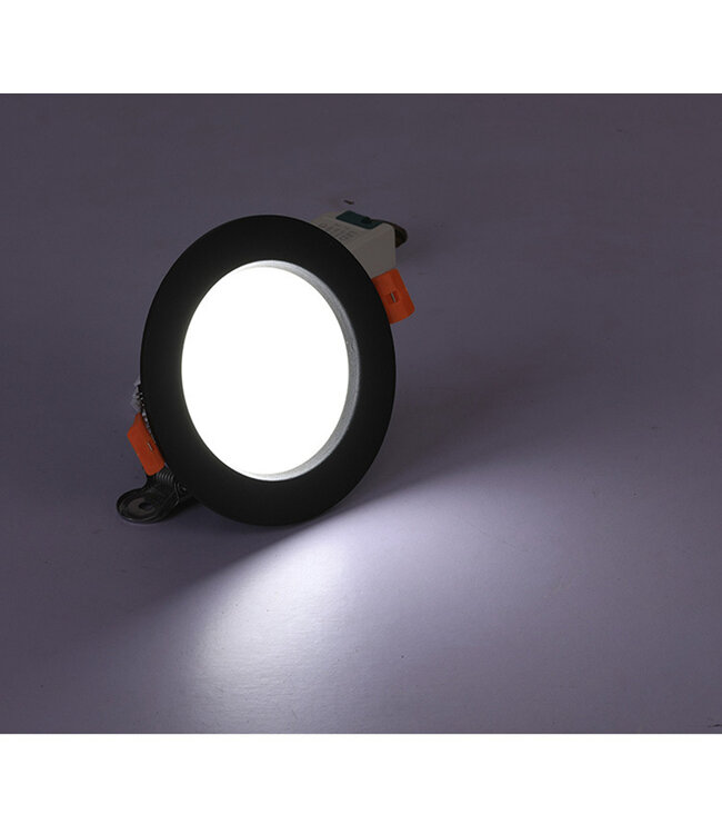 Inbouwspot 80mm zwart diameter 108mm 9W IP44 lage inbouwdiepte