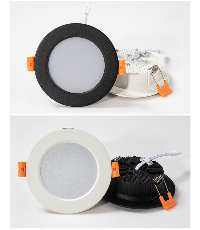 Inbouwspot 80mm zwart diameter 108mm 9W IP44 lage inbouwdiepte