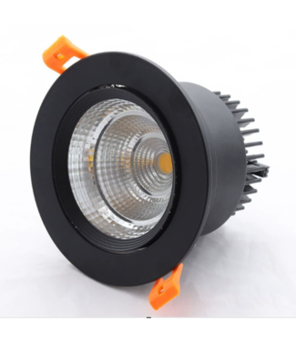 Inbouwspot zwart led 12W zaagmaat 95mm diameter 108mm