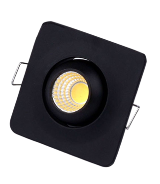 LED spot vierkant 55x55mm kleine zaagmaat 3W wit, zwart richtbaar