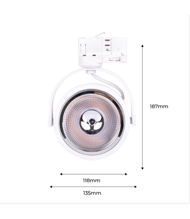 Luminaire sur rail noir GU10 triphasé AR111 (Ampoule non-comprise)