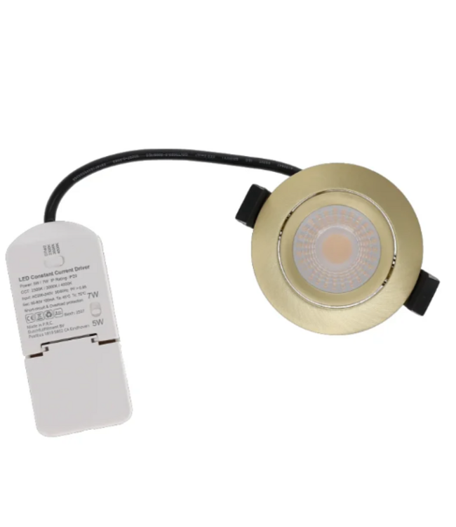 Spot dimmable à température variable doré IP65 TCC 5W/7W scie 75mm