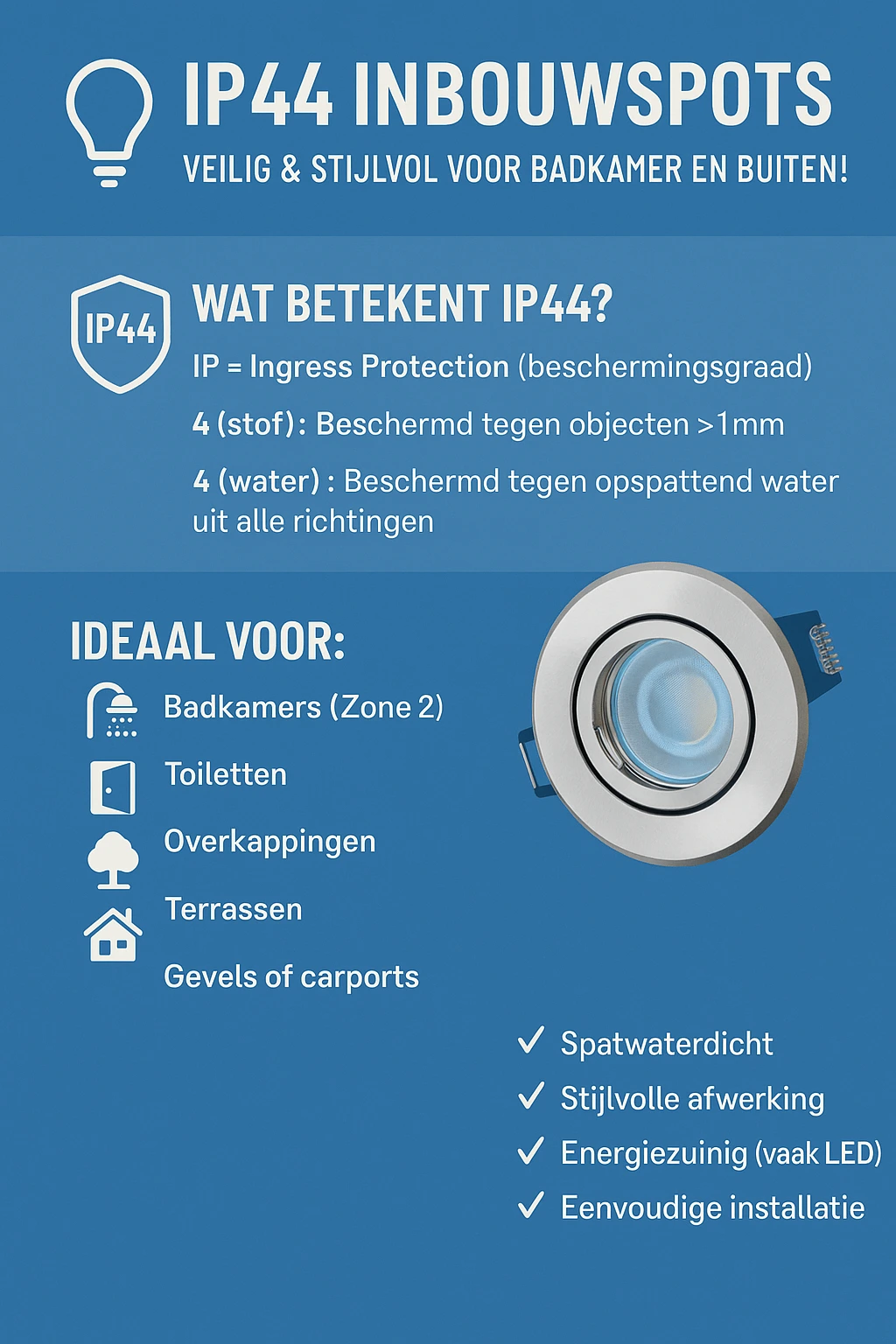 Waar plaats je inbouwspots in de badkamer en buiten?