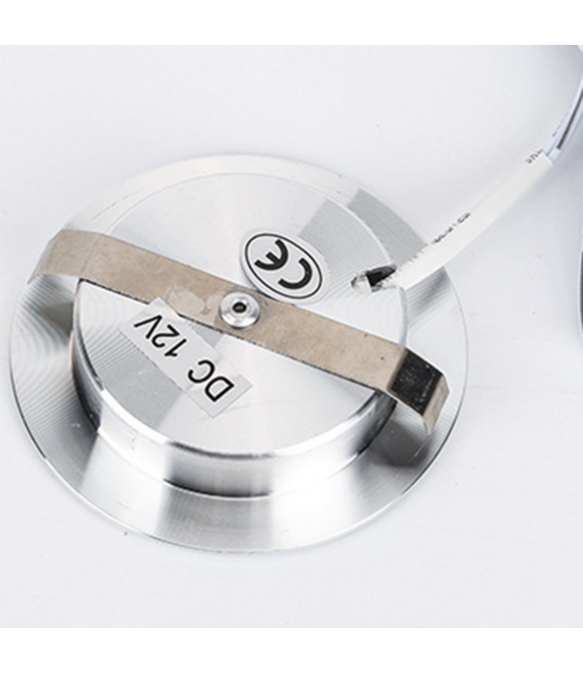 Lage inbouwspot 3W 12V zaagmaat 60mm diameter 69mm, 13mm hoog grijs