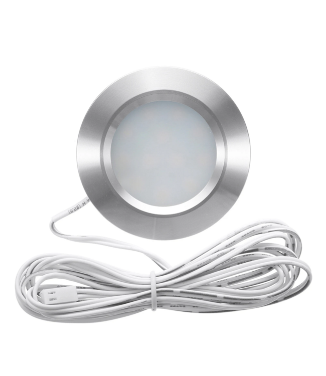 Lage inbouwspot 3W 12V zaagmaat 60mm diameter 69mm, 13mm hoog grijs