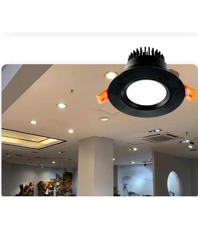 Spot orientable noir LED encastrable 7W trou 75mm dimmable