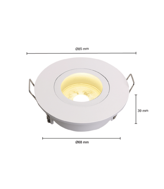 Spot salle de bain IP65 orientable blanc GU10 perçage 68mm