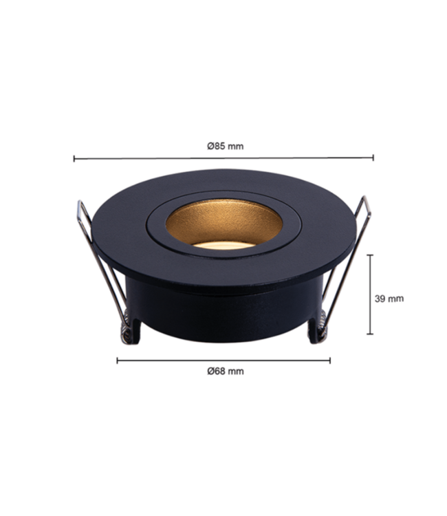 Inbouwspot buiten ip65 gu10 zwart kantelbaar zaagmaat 70mm