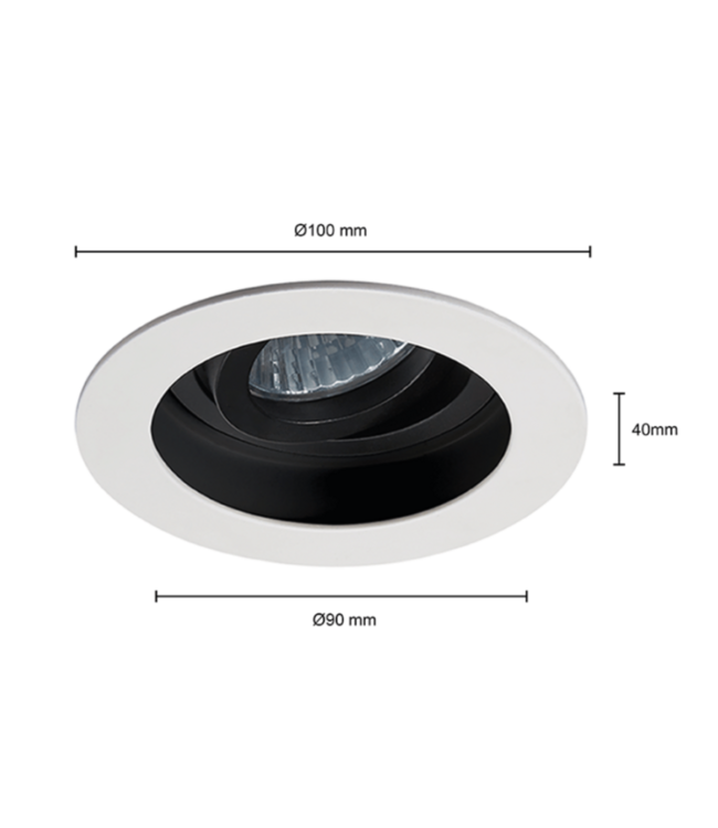 Spot encastrable perçage 90mm GU10 blanc intérieur noir