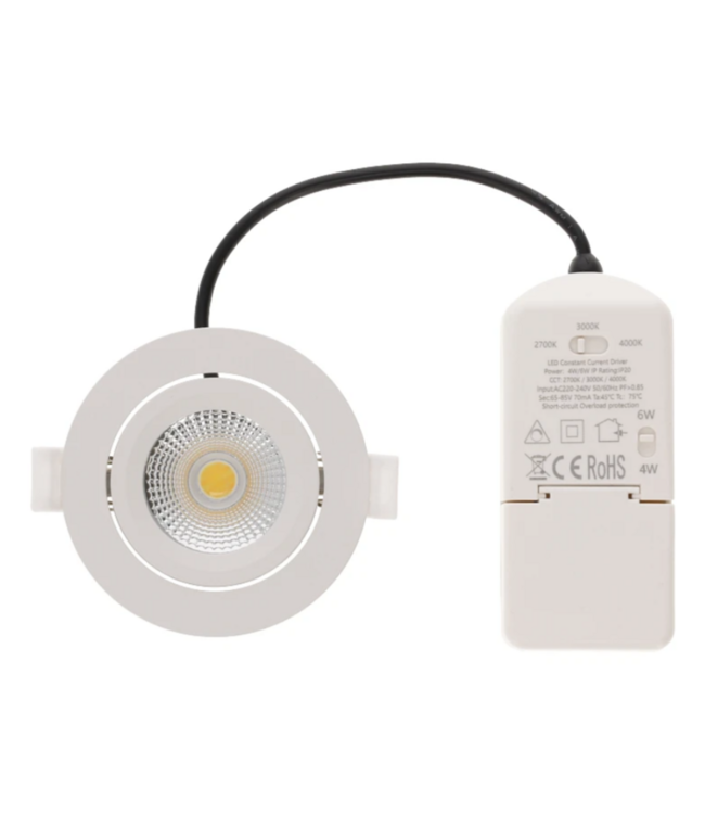 Inbouwspot zaagmaat 68mm 4W/6W CCT IP65 richtbaar 26mm hoog