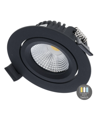 LED inbouwspot badkamer IP65 kantelbaar zwart 4W/6W Ø 75 mm CCT