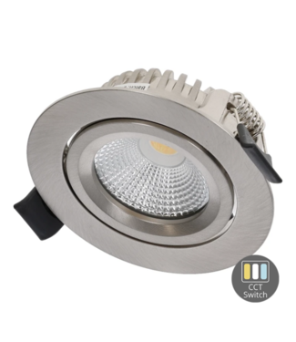 Spot alu brossé orientable IP65 gris CCT sciage 68mm 26mm haut