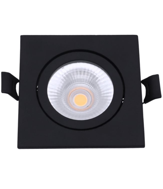 Spot encastrable noir carré IP65CCT orientable sciage 75mm 28mm haut