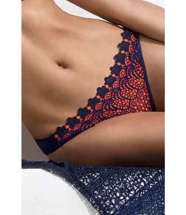 SALE S -M -XL - Triangel Bikini Blauw Oranje - Broekje