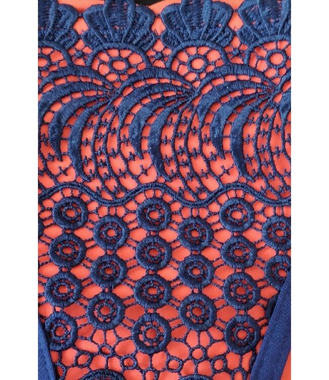 SALE S & XL - Triangel Bikini Blauw Oranje -Topje