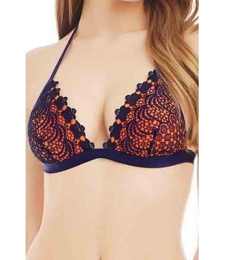 SALE S & XL - Triangel Bikini Blauw Oranje -Topje