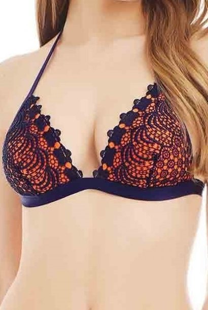 Triangel Bikini Blauw Oranje -Topje