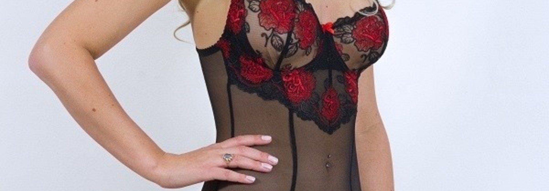 Bustier Doorzichtig Zwart met Rood