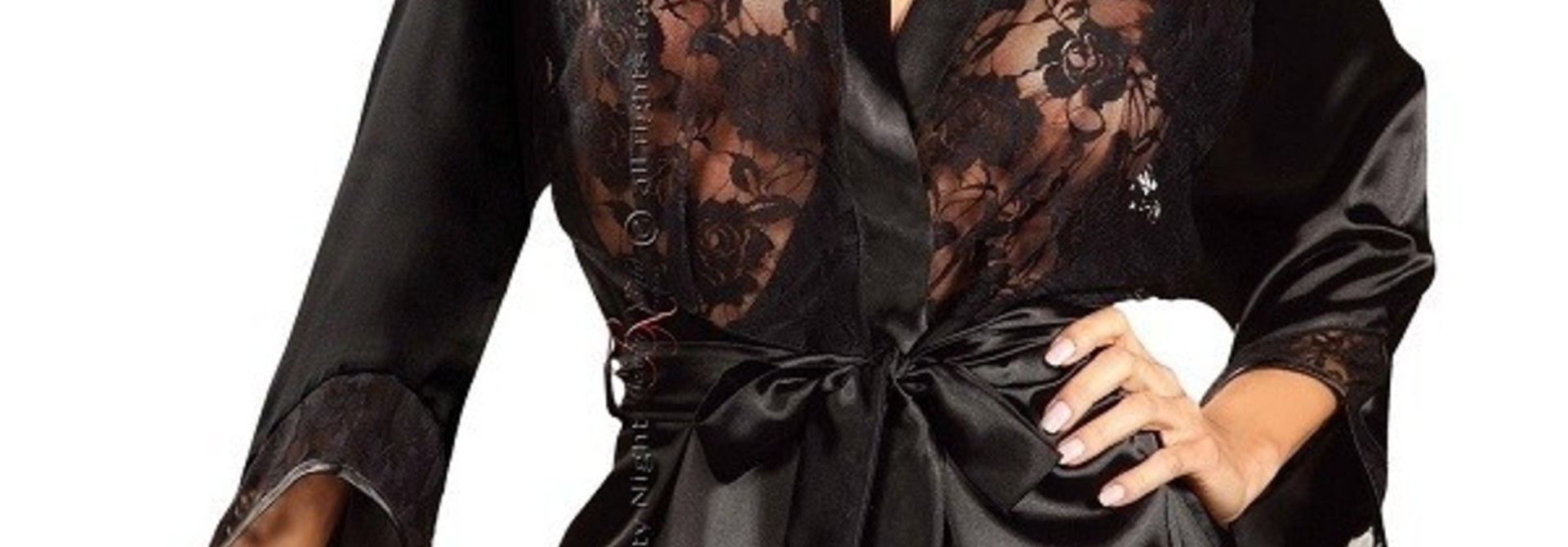 Sexy Zwarte Korte Peignoir