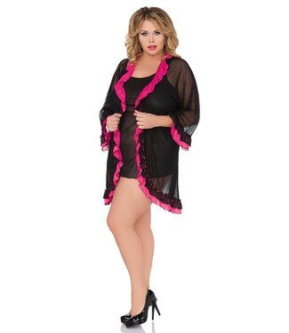 SALE 38/40 - 42/44 - Babydoll Set Zwart met Roze