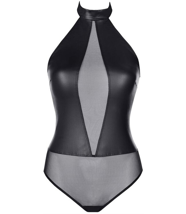 Axami Zwarte Body met Nepleder