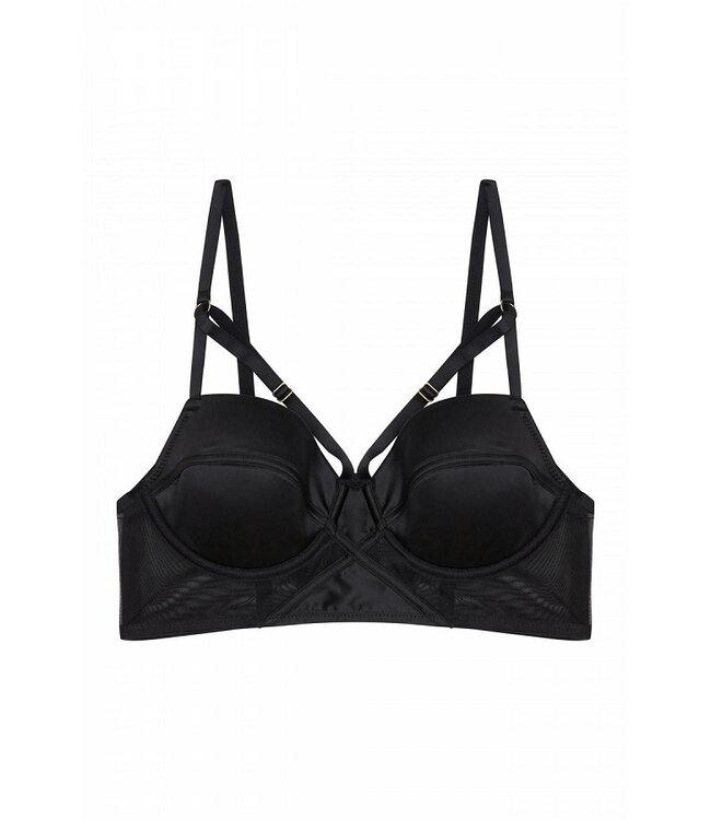 Zwart Satijnen BH SALE 85D - 90G - Grote Maten