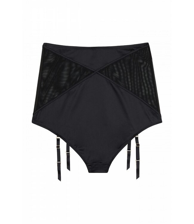 SALE L - Zwart Satijnen Taille Broekje