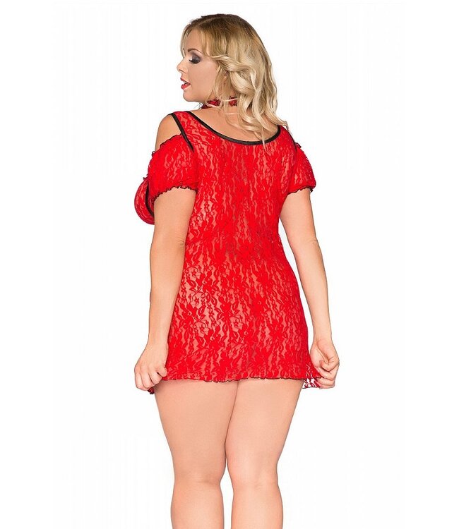 SALE XL/2XL - Rood Kanten Jurkje Rhona