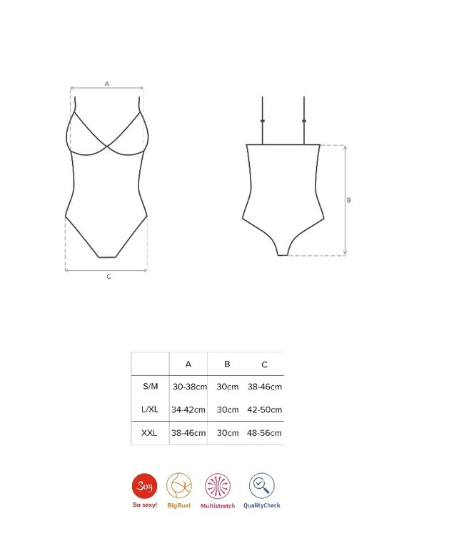 Obsessive SALE S/M Donkerrode Stringbody Roswita