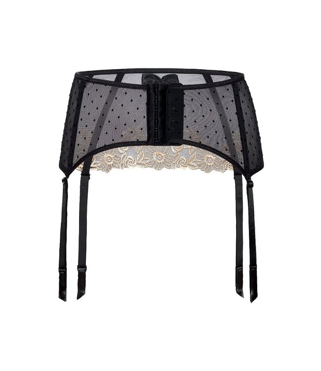 Roza Nefra Jarretelgordel Zwart met Goud