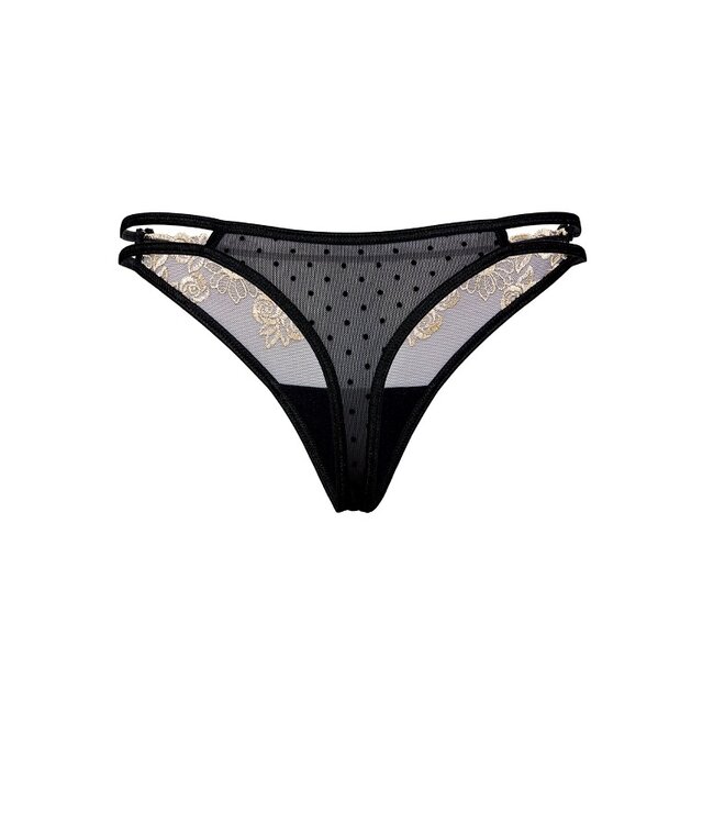 Roza Nefra String Zwart met Goud
