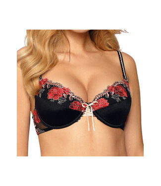 Roza Push Up Beha Zwart Rood 80D