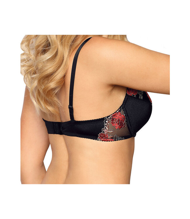 Roza Push Up Beha Zwart Rood 80D