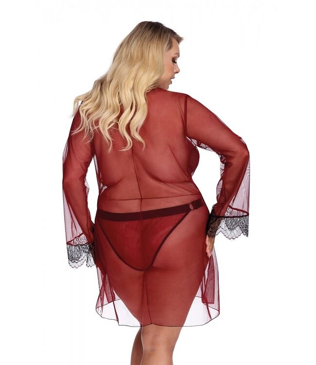 Anais Sensual Lingerie SALE XL/2XL Donkerrood tulen kimono Arabella