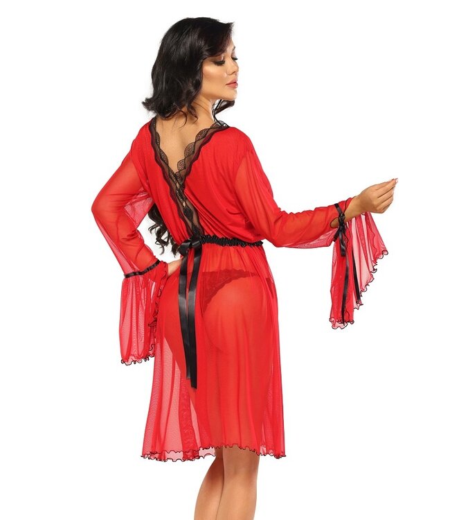 Beauty Night Fashion Rode Mesh Peignoir Valentina