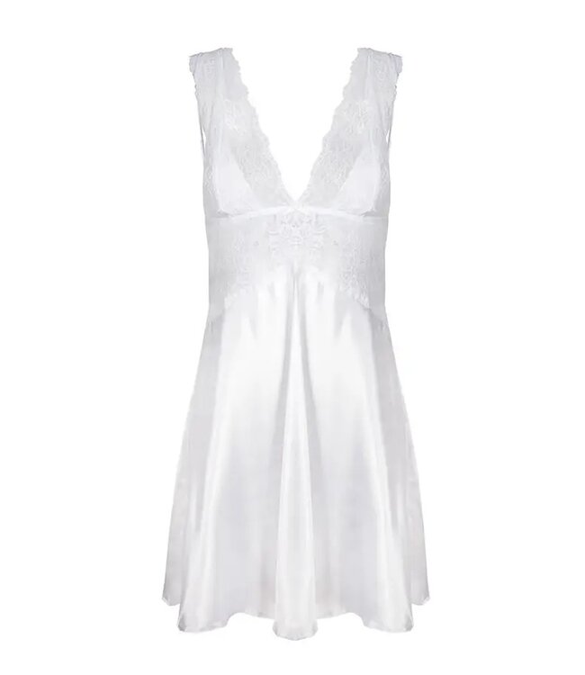 DKaren Wit Satijnen Nachthemd Erika voor grotere cups