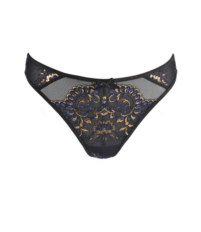 Axami Zwarte string met blauw en goud stiksel